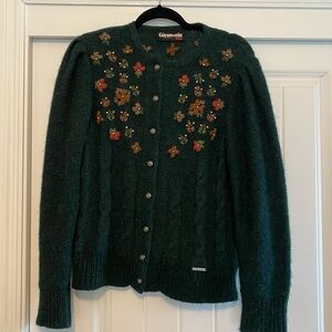 Giesswein Dark Green Floral Cardigan